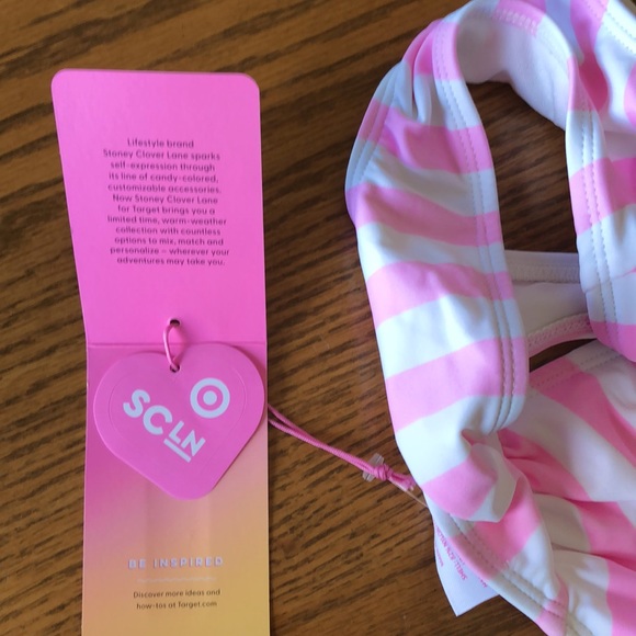 Stoney Clover Lane x Target Women’s XS pink striped bralette bikini top - Picture 7 of 7